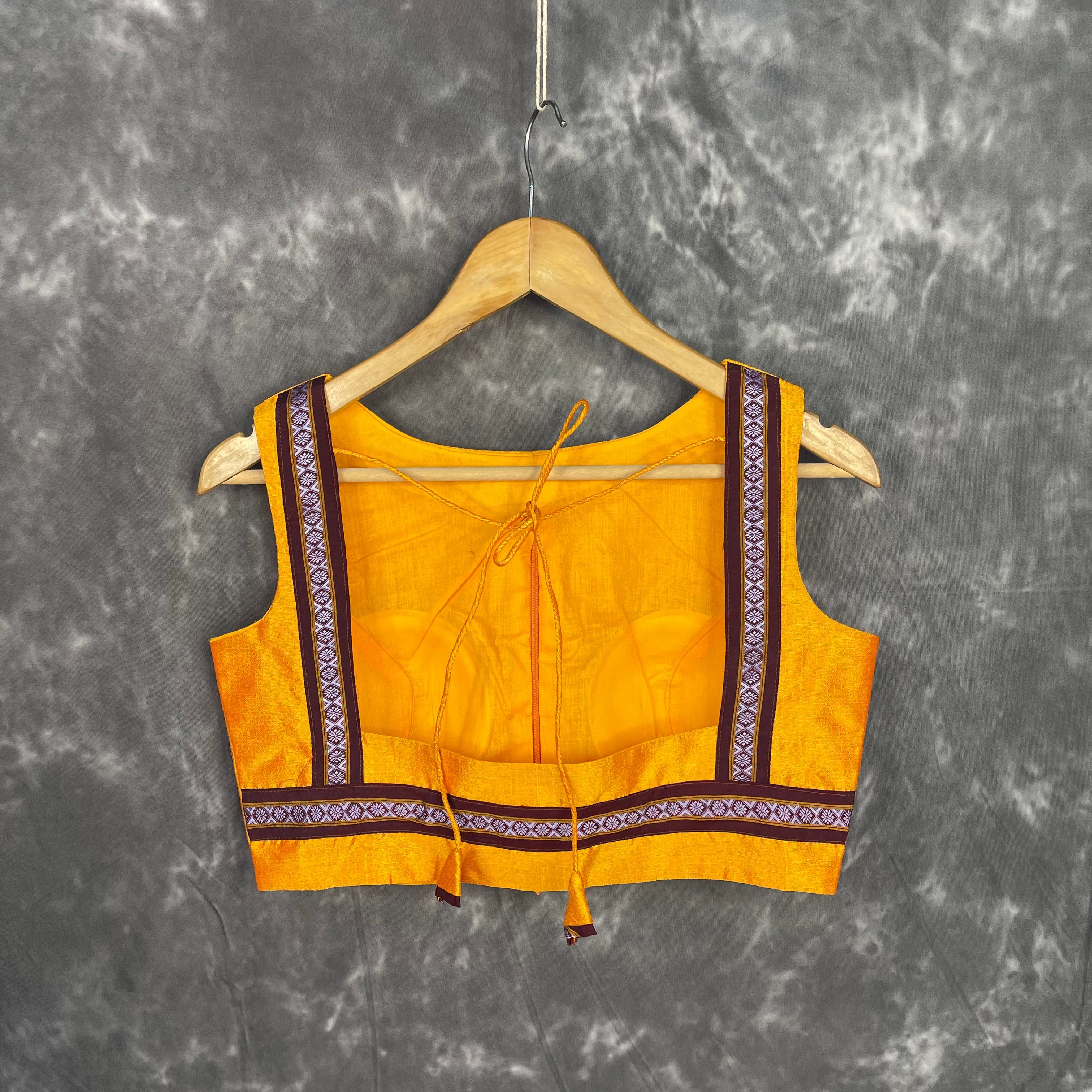 Mangalore Madness Orange Coloured Mangalore Isik/Khan Border Ready to Wear Blouse - kapda Tailor
