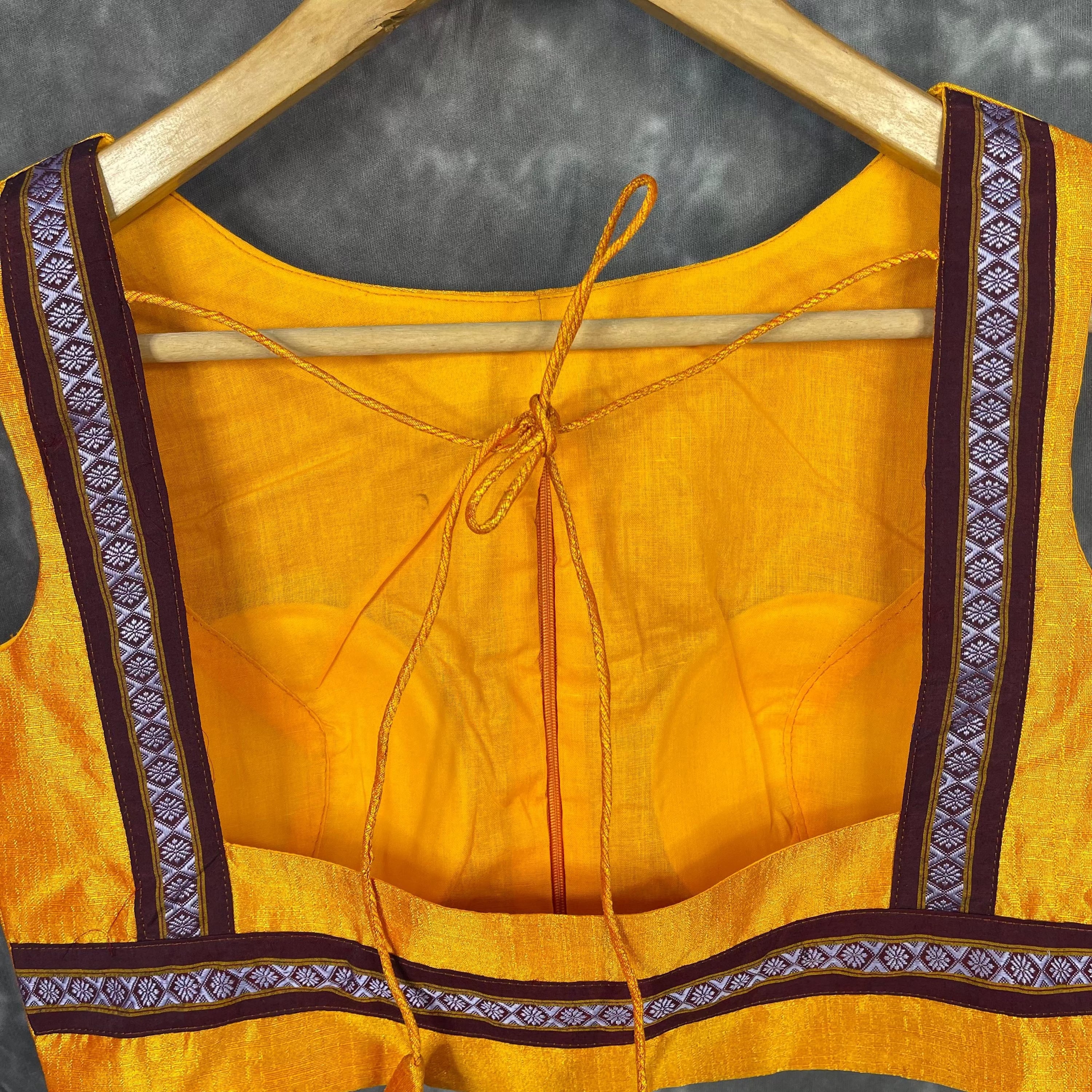 Mangalore Madness Orange Coloured Mangalore Isik/Khan Border Ready to Wear Blouse - kapda Tailor