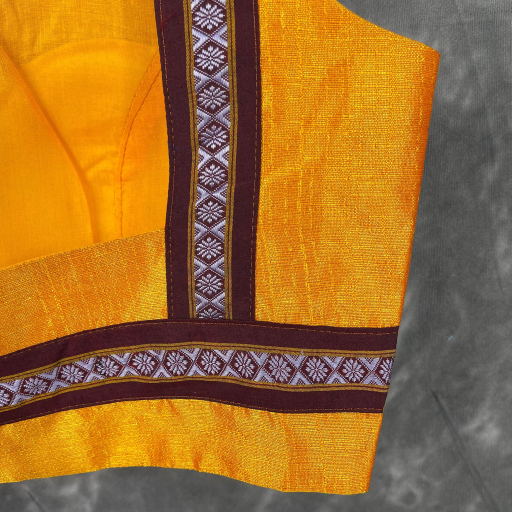 Mangalore Madness Orange Coloured Mangalore Isik/Khan Border Ready to Wear Blouse - kapda Tailor