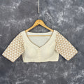 Barf Ki Saugat Cream Coloured Chanderi Cotton & Chanderi Broket Ready to Wear Blouse - kapda Tailor