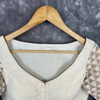 Barf Ki Saugat Cream Coloured Chanderi Cotton & Chanderi Broket Ready to Wear Blouse - kapda Tailor