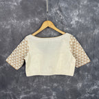 Barf Ki Saugat Cream Coloured Chanderi Cotton & Chanderi Broket Ready to Wear Blouse - kapda Tailor