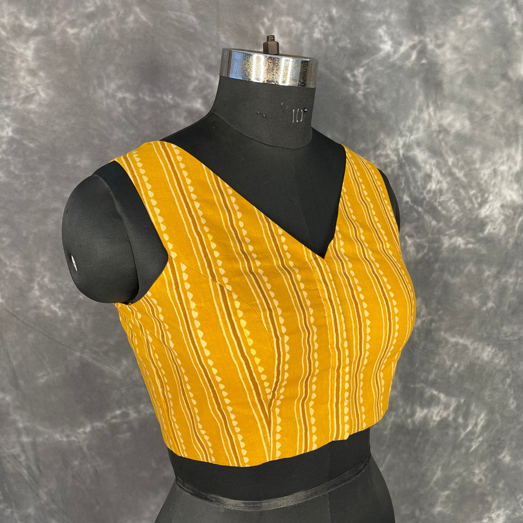 Ujla Savera Orange Coloured Cotton Printed Ready to Wear Blouse - kapda Tailor