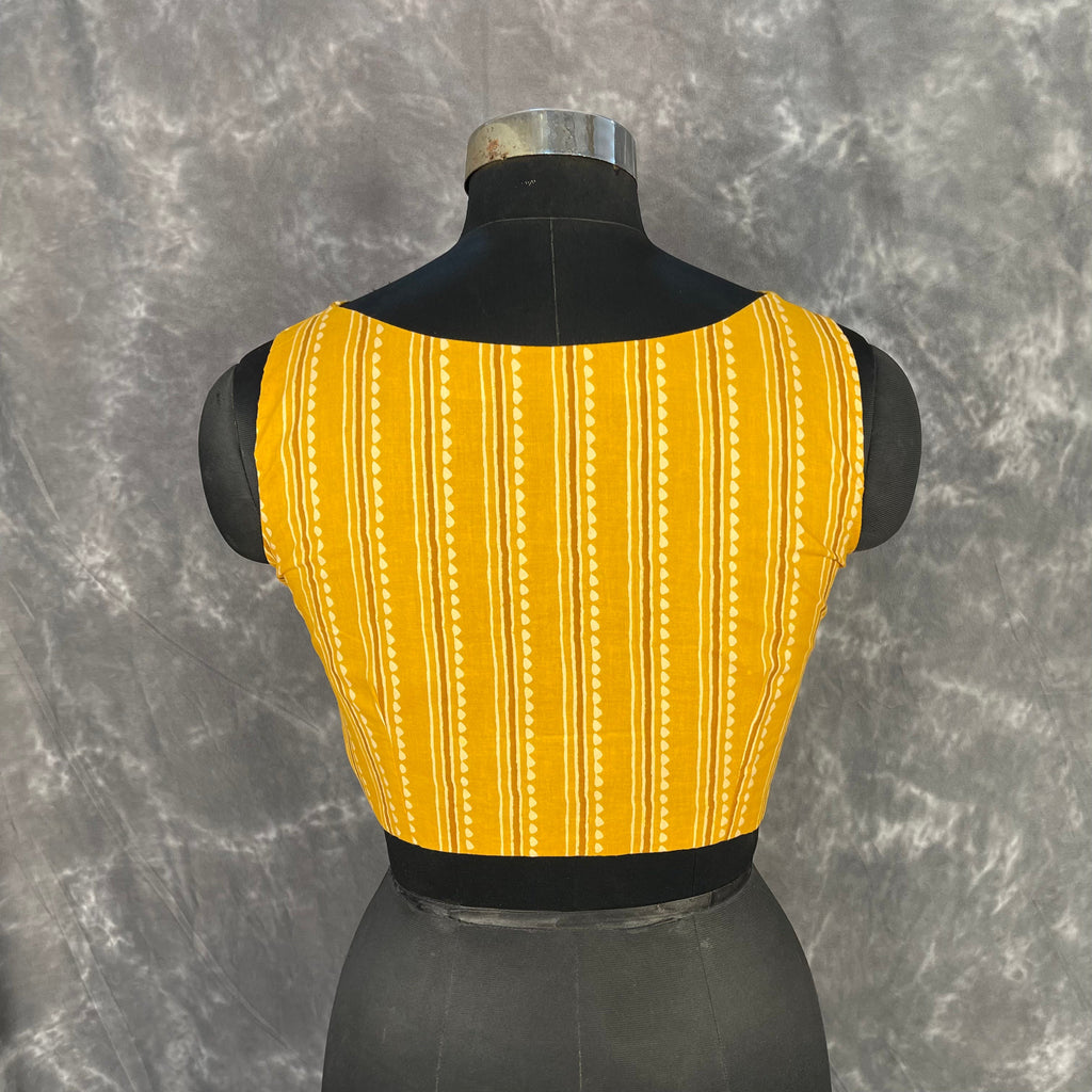 Ujla Savera Orange Coloured Cotton Printed Ready to Wear Blouse - kapda Tailor