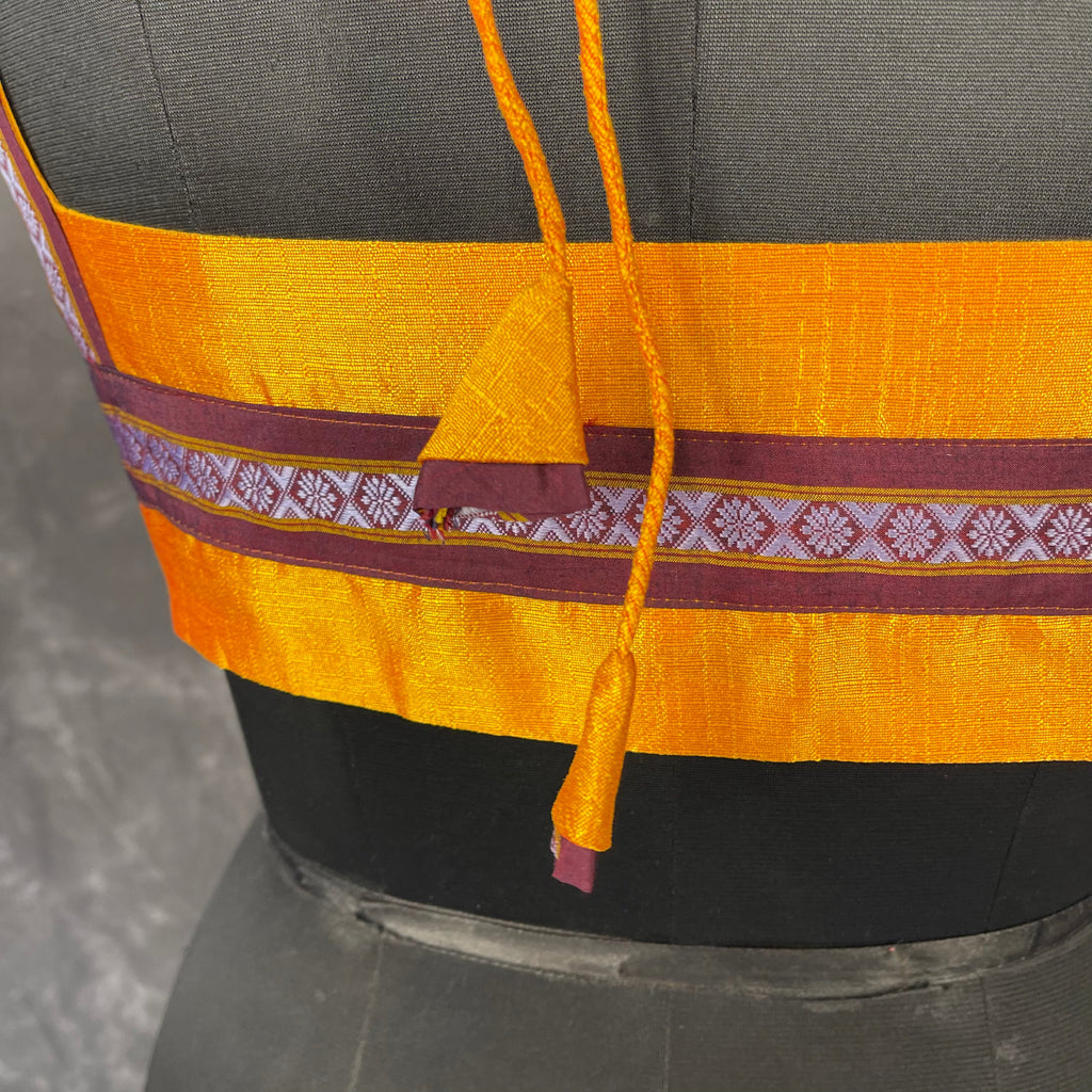 Mangalore Madness Orange Coloured Mangalore Isik/Khan Border Ready to Wear Blouse - kapda Tailor