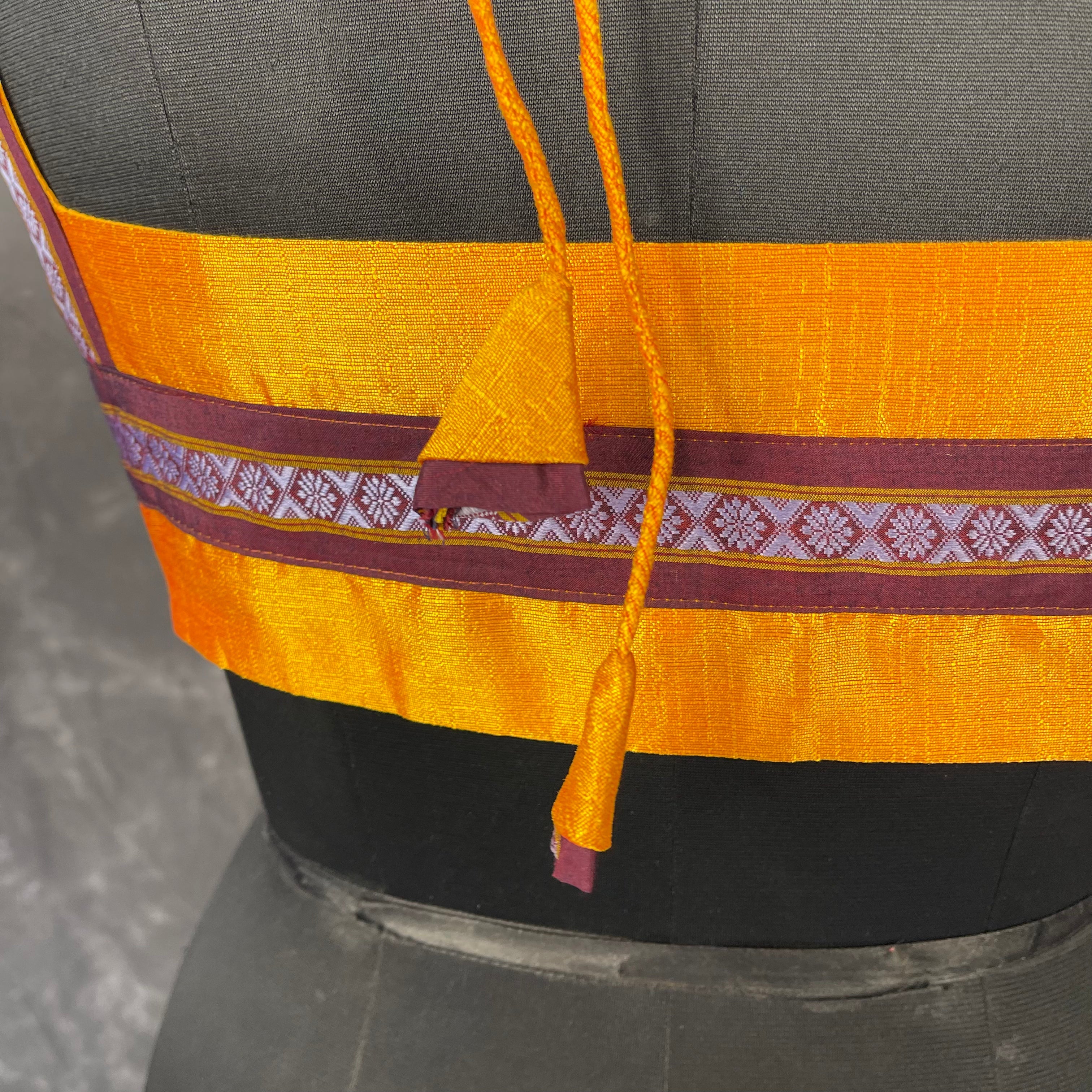 Mangalore Madness Orange Coloured Mangalore Isik/Khan Border Ready to Wear Blouse - kapda Tailor