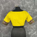 Kachha Nimboo Lemon Yellow Coloured Cotton /Jackard Ready to Wear Blouse - kapda Tailor