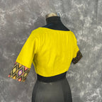Kachha Nimboo Lemon Yellow Coloured Cotton /Jackard Ready to Wear Blouse - kapda Tailor