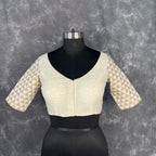 Barf Ki Saugat Cream Coloured Chanderi Cotton & Chanderi Broket Ready to Wear Blouse - kapda Tailor