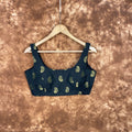 Raven Black Forest Coloured Broket Cotton Ready to Wear Blouse - kapda Tailor