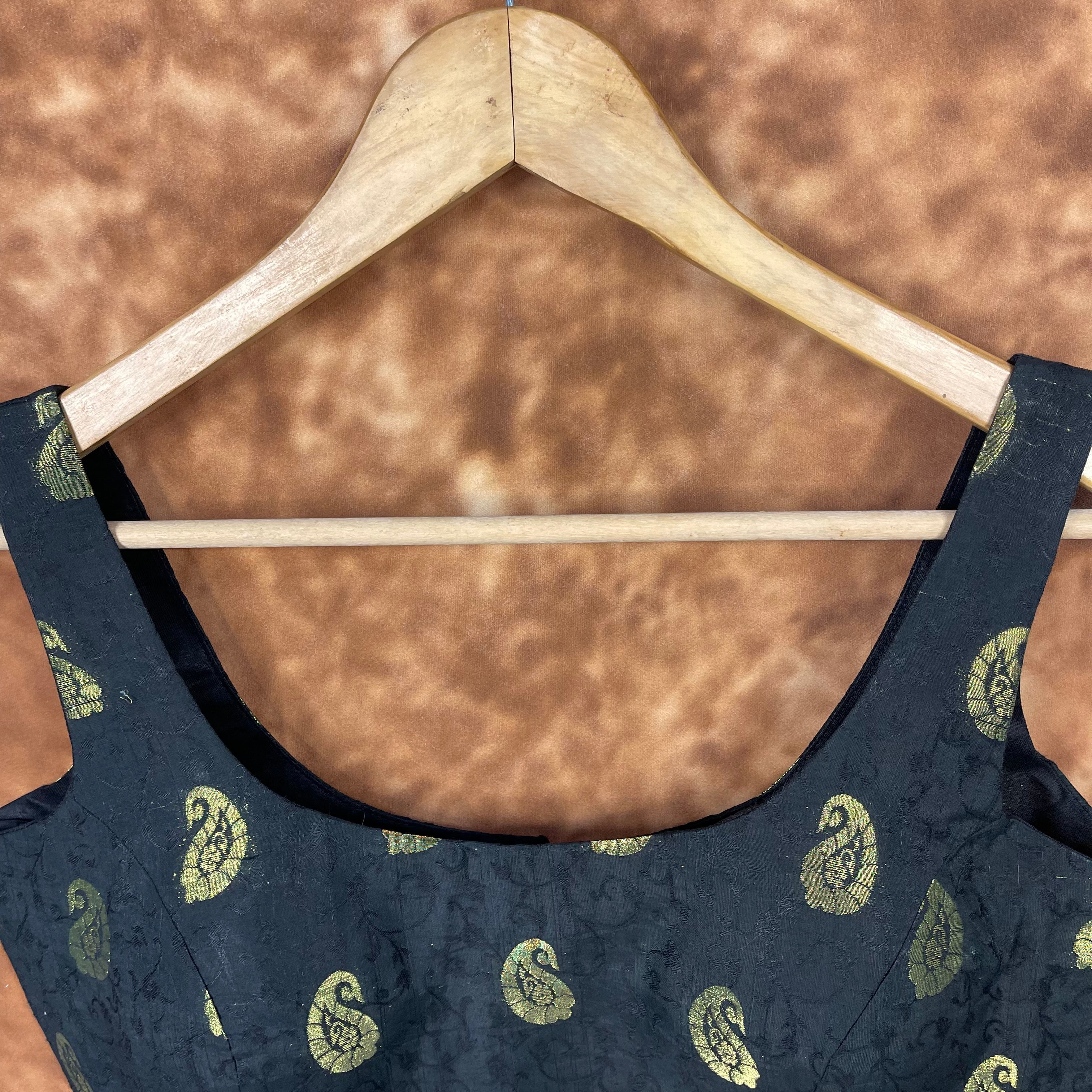 Raven Black Forest Coloured Broket Cotton Ready to Wear Blouse - kapda Tailor