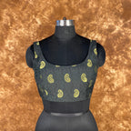 Raven Black Forest Coloured Broket Cotton Ready to Wear Blouse - kapda Tailor