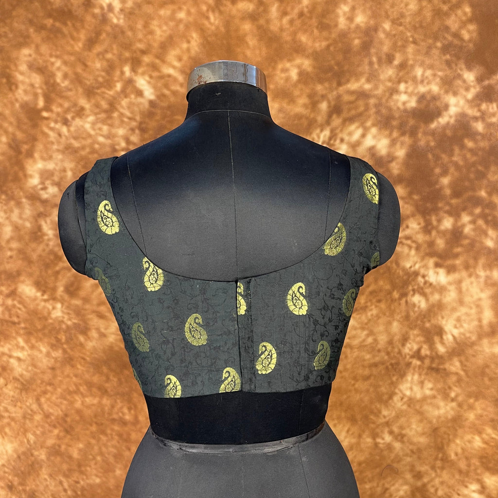Raven Black Forest Coloured Broket Cotton Ready to Wear Blouse - kapda Tailor