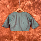 Greesy Fashion Sage Green Coloured Silk Cotton Ready to Wear Blouse - kapda Tailor