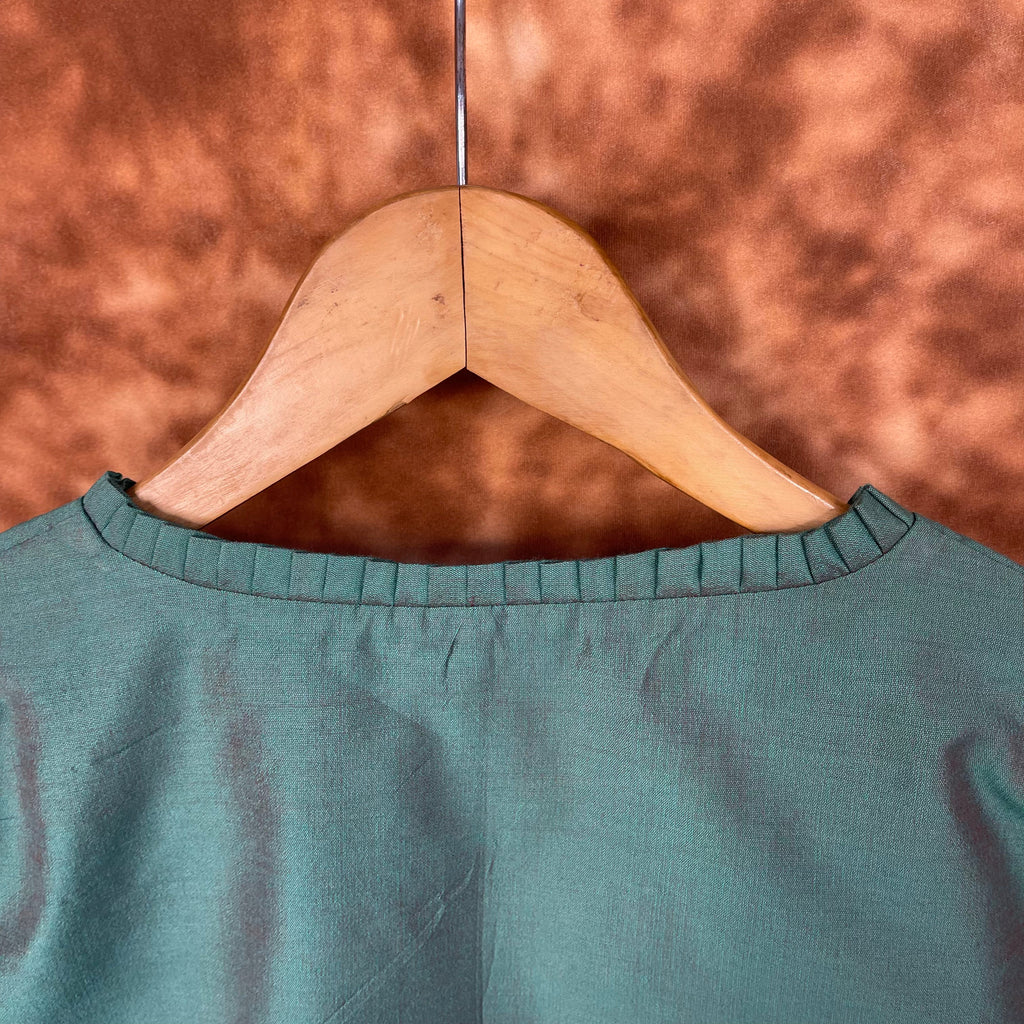 Greesy Fashion Sage Green Coloured Silk Cotton Ready to Wear Blouse - kapda Tailor