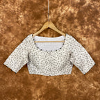 Scenic Holocaust Off White Coloured Chanderi Cotton Printed Ready to Wear Blouse - kapda Tailor