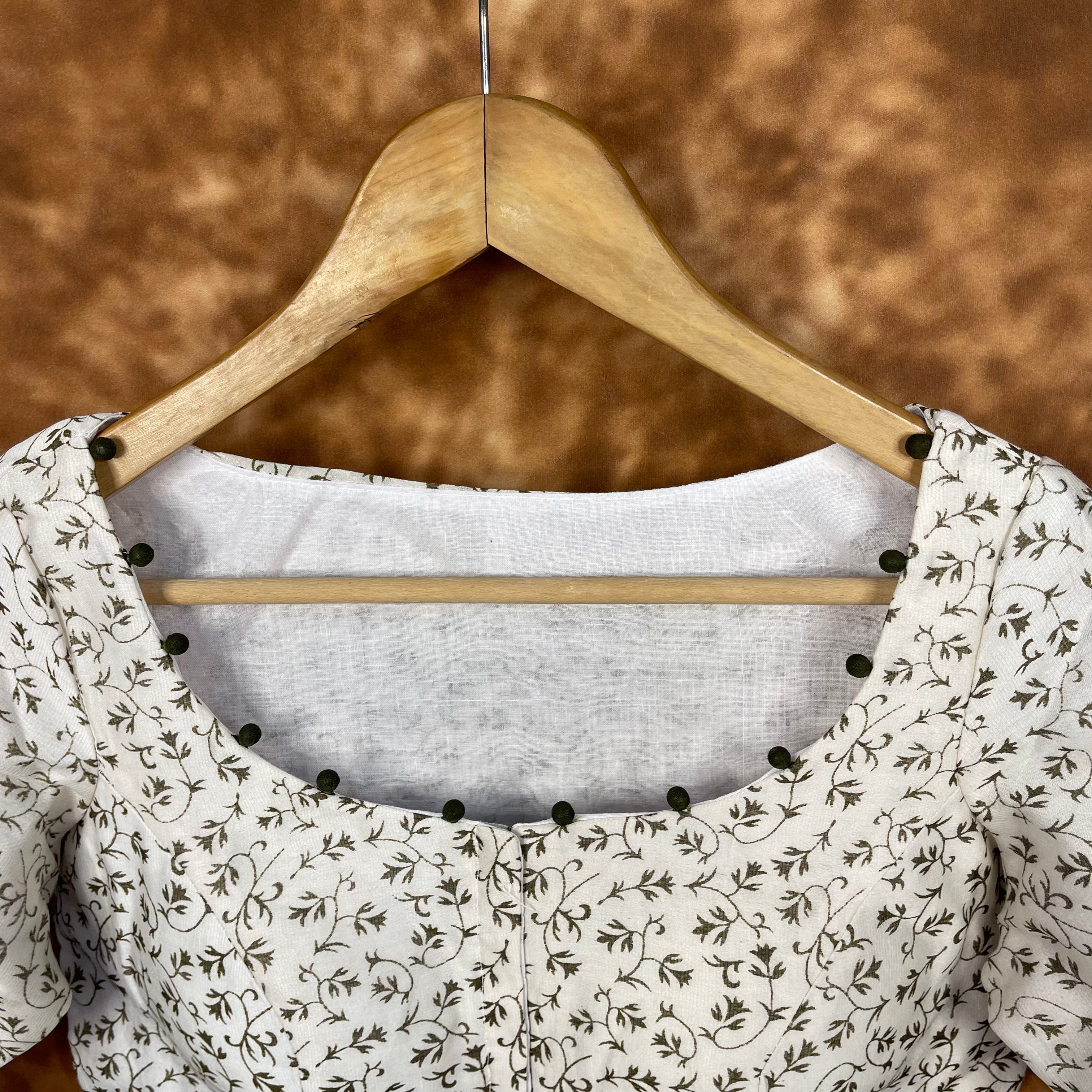 Scenic Holocaust Off White Coloured Chanderi Cotton Printed Ready to Wear Blouse - kapda Tailor