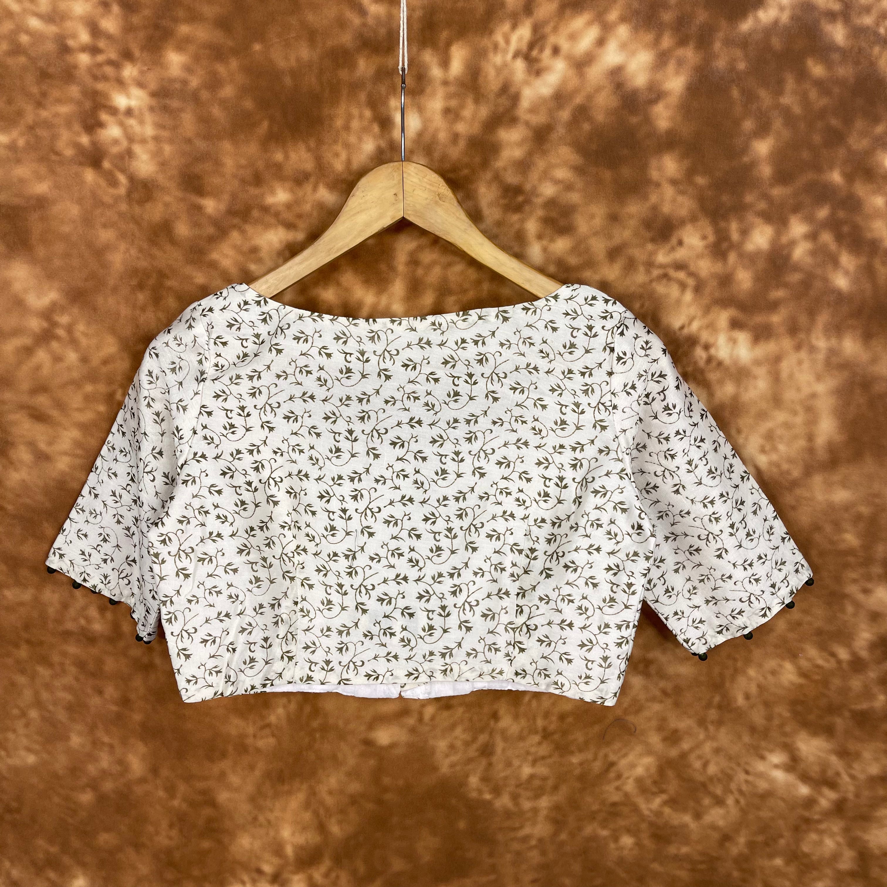 Scenic Holocaust Off White Coloured Chanderi Cotton Printed Ready to Wear Blouse - kapda Tailor