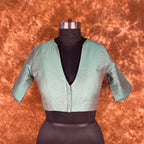 Greesy Fashion Sage Green Coloured Silk Cotton Ready to Wear Blouse - kapda Tailor
