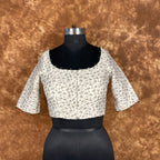 Scenic Holocaust Off White Coloured Chanderi Cotton Printed Ready to Wear Blouse - kapda Tailor