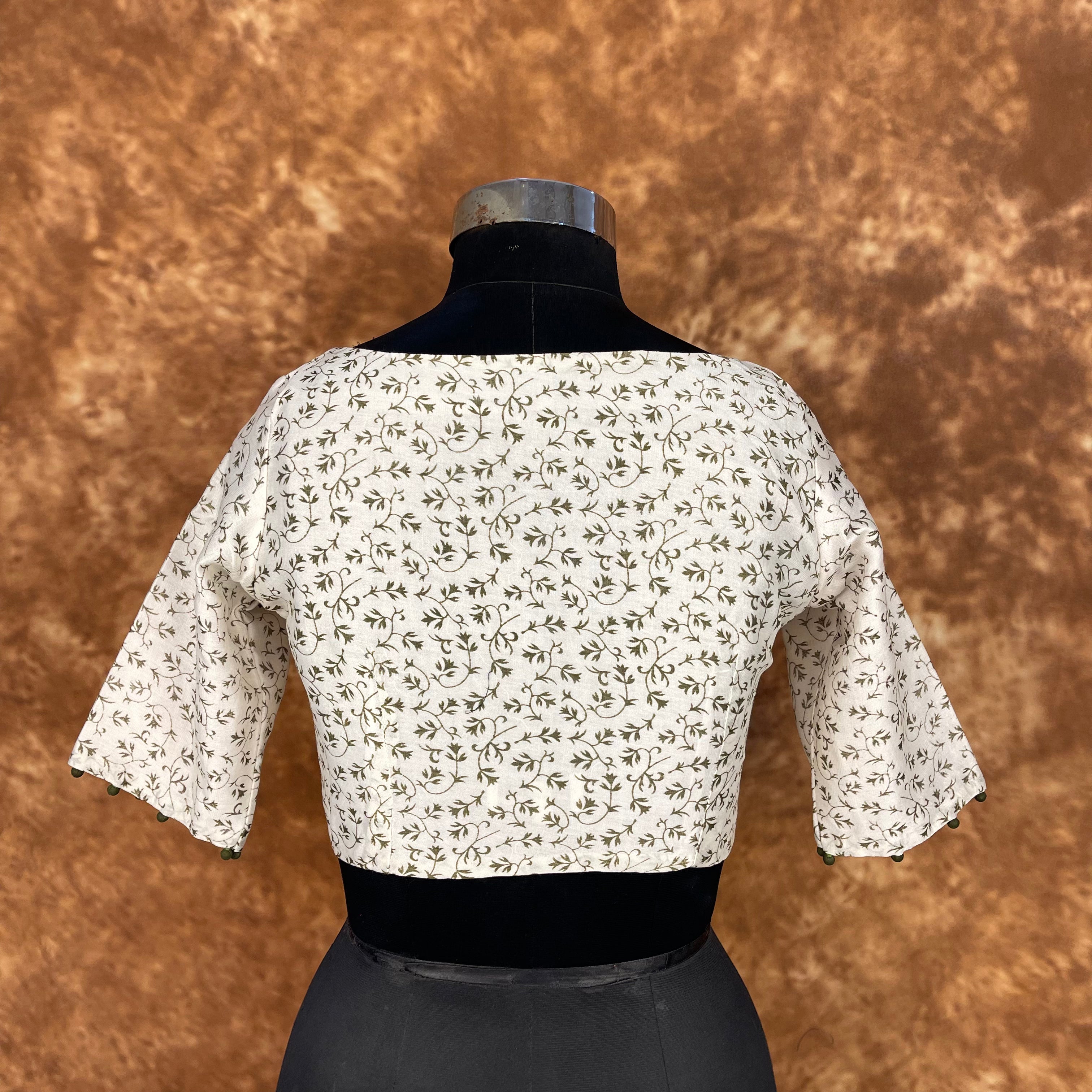 Scenic Holocaust Off White Coloured Chanderi Cotton Printed Ready to Wear Blouse - kapda Tailor