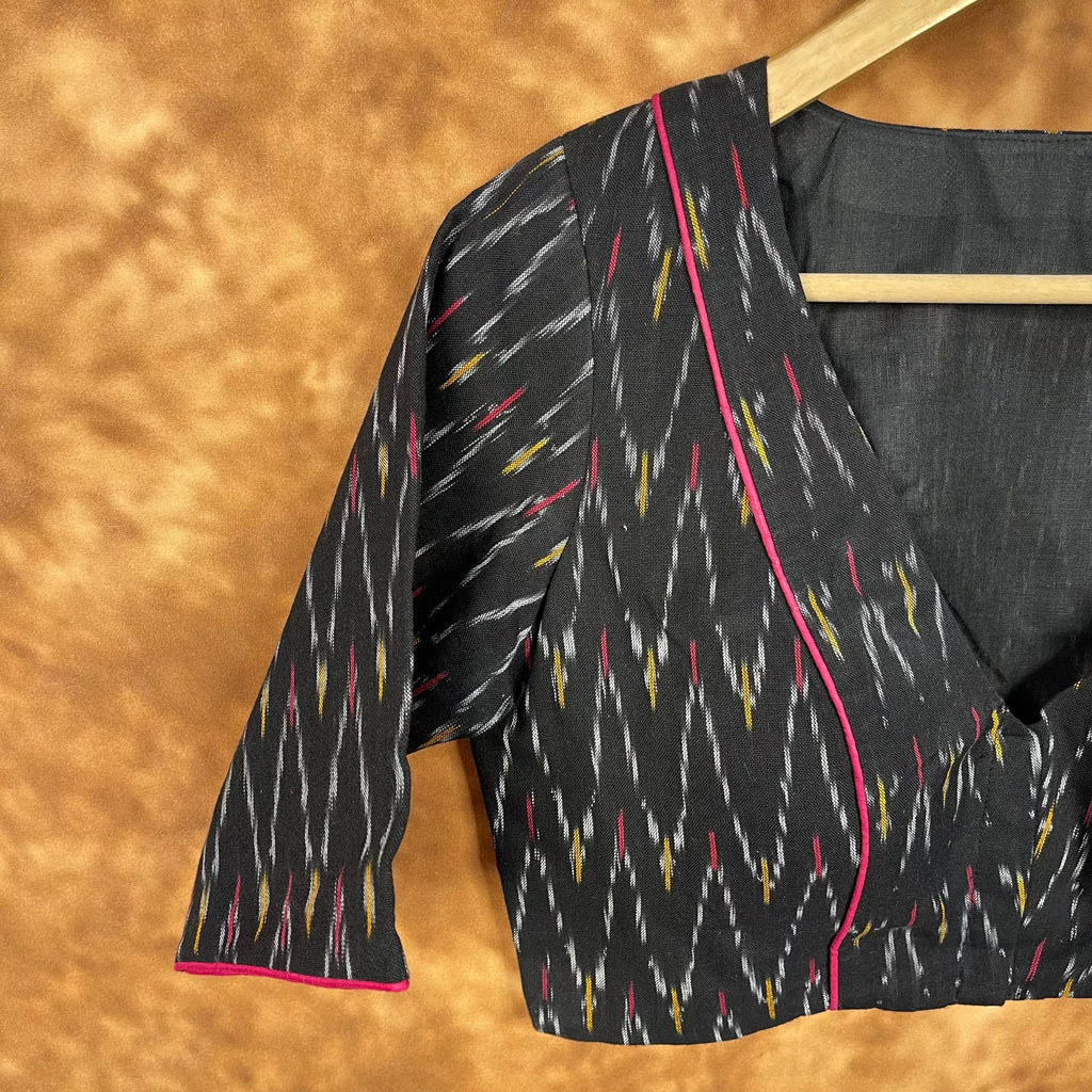 Ikat Riwayaat Black Coloured Ikat Cotton Ready to Wear Blouse - kapda Tailor