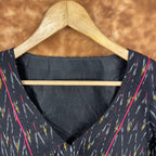 Ikat Riwayaat Black Coloured Ikat Cotton Ready to Wear Blouse - kapda Tailor