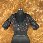 Ikat Riwayaat Black Coloured Ikat Cotton Ready to Wear Blouse - kapda Tailor