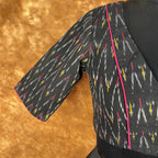 Ikat Riwayaat Black Coloured Ikat Cotton Ready to Wear Blouse - kapda Tailor