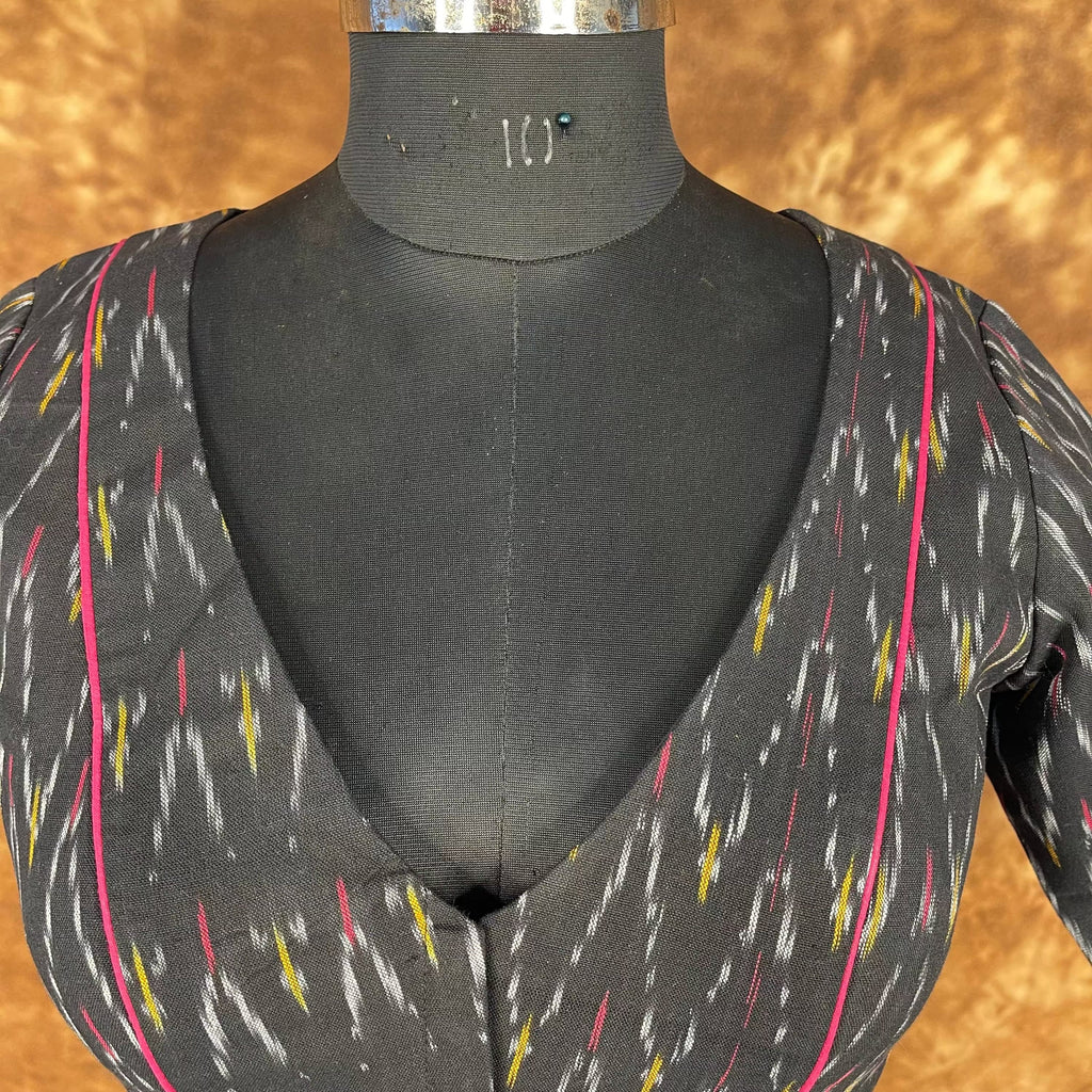 Ikat Riwayaat Black Coloured Ikat Cotton Ready to Wear Blouse - kapda Tailor