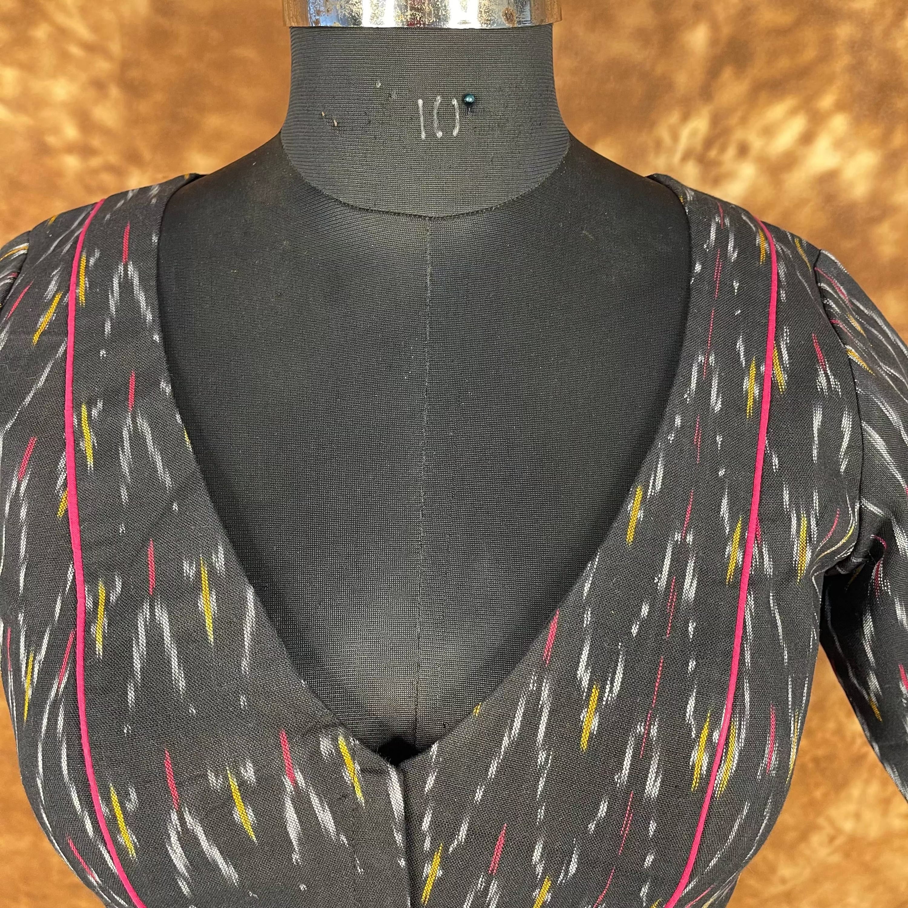 Ikat Riwayaat Black Coloured Ikat Cotton Ready to Wear Blouse - kapda Tailor