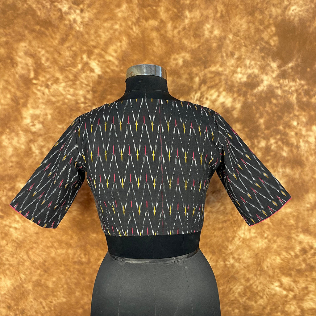 Ikat Riwayaat Black Coloured Ikat Cotton Ready to Wear Blouse - kapda Tailor