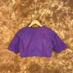 Nebula Fade Purple Coloured Handloom Cotton Ready to Wear Blouse - kapda Tailor