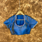Aurelia Blue Blue Coloured Silk Ready to Wear Blouse - kapda Tailor