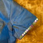 Aurelia Blue Blue Coloured Silk Ready to Wear Blouse - kapda Tailor