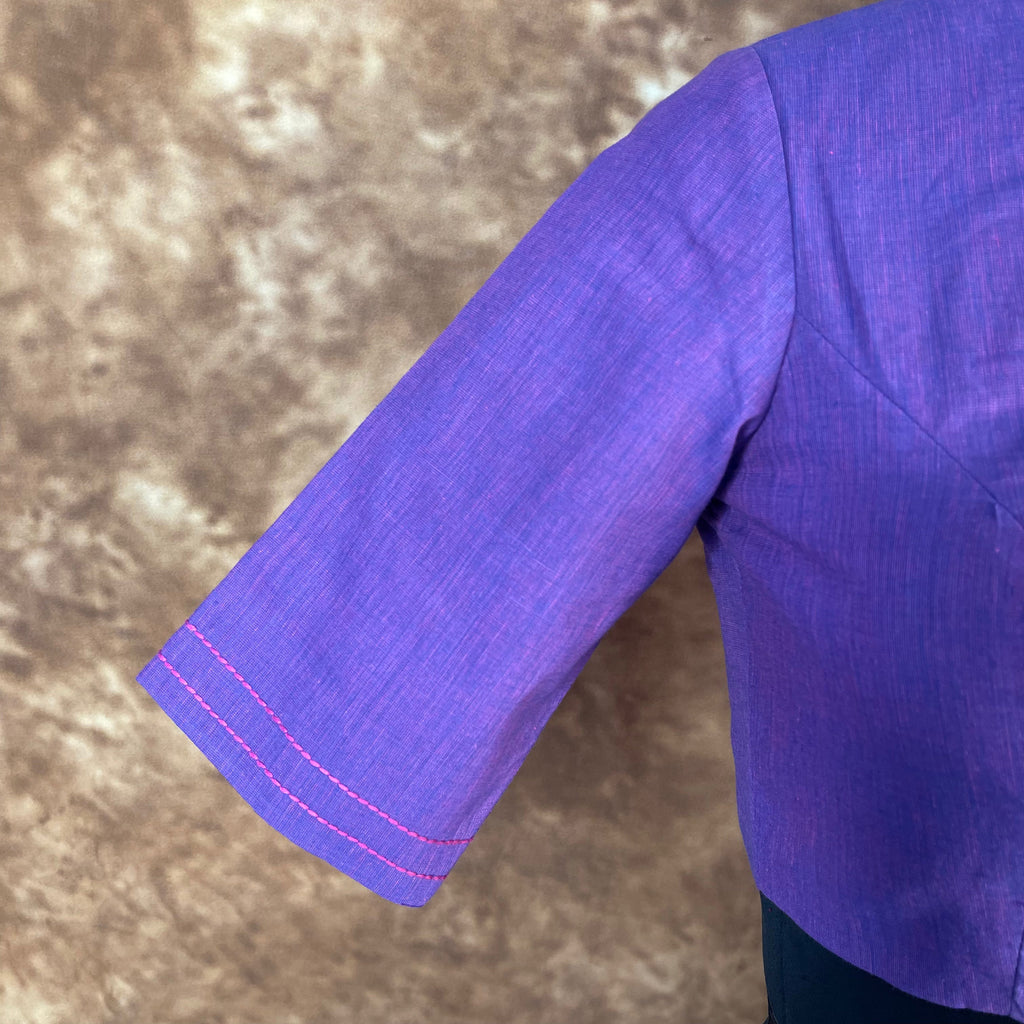 Nebula Fade Purple Coloured Handloom Cotton Ready to Wear Blouse - kapda Tailor