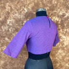 Nebula Fade Purple Coloured Handloom Cotton Ready to Wear Blouse - kapda Tailor
