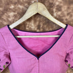 Candy Floss Desire Pink Coloured Slub Cotton Ready to Wear Blouse - kapda Tailor