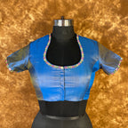 Aurelia Blue Blue Coloured Silk Ready to Wear Blouse - kapda Tailor