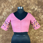 Candy Floss Desire Pink Coloured Slub Cotton Ready to Wear Blouse - kapda Tailor