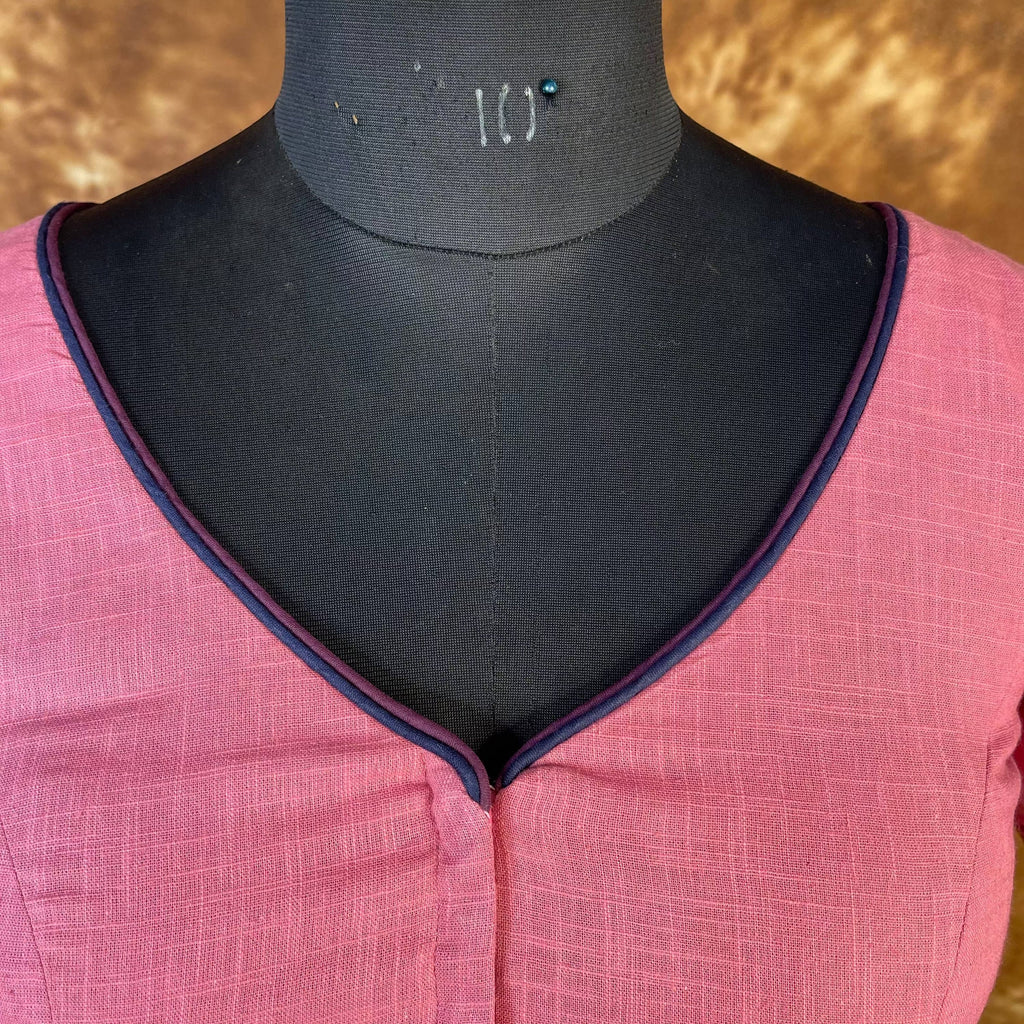 Candy Floss Desire Pink Coloured Slub Cotton Ready to Wear Blouse - kapda Tailor