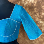 Streaks of Blue Light Blue Coloured Chanderi Silk Ready to Wear Blouse - kapda Tailor