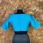 Streaks of Blue Light Blue Coloured Chanderi Silk Ready to Wear Blouse - kapda Tailor
