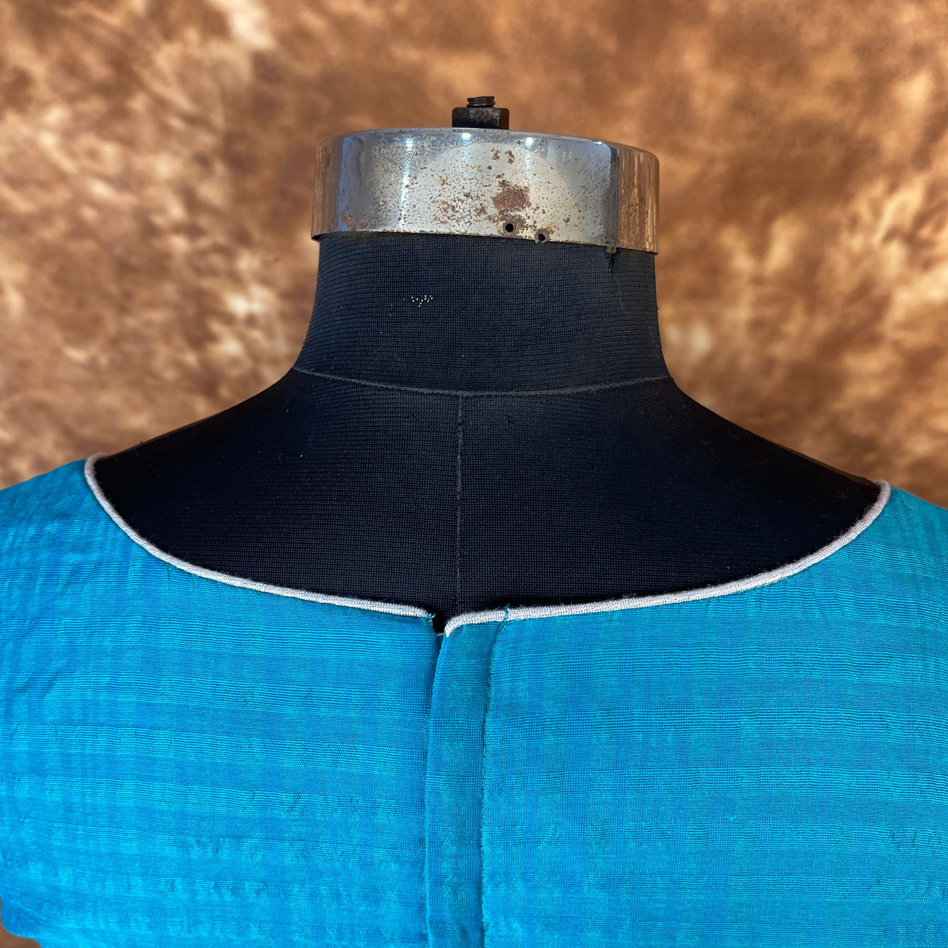 Streaks of Blue Light Blue Coloured Chanderi Silk Ready to Wear Blouse - kapda Tailor