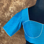 Streaks of Blue Light Blue Coloured Chanderi Silk Ready to Wear Blouse - kapda Tailor