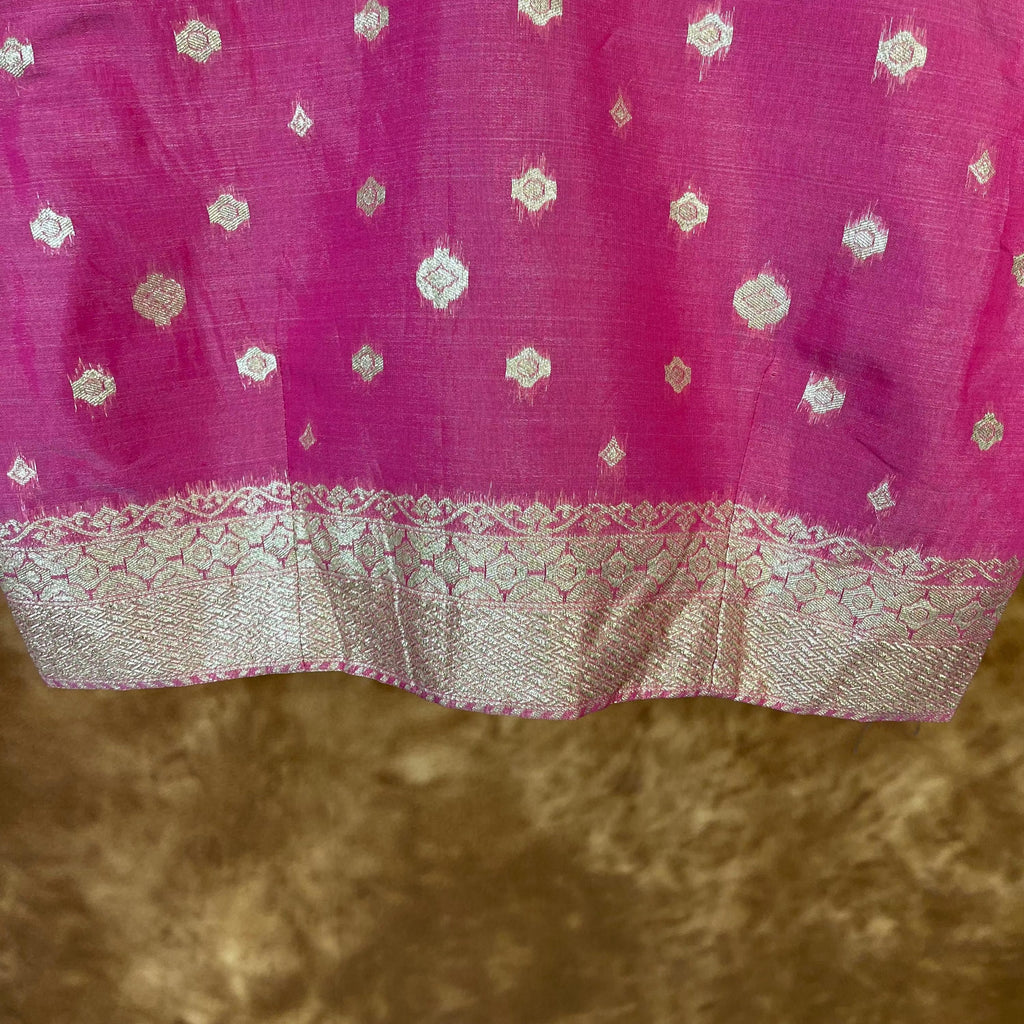 Mann Mohanaa Pink Coloured Chanderi Broket Ready to Wear Blouse - kapda Tailor