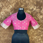 Mann Mohanaa Pink Coloured Chanderi Broket Ready to Wear Blouse - kapda Tailor
