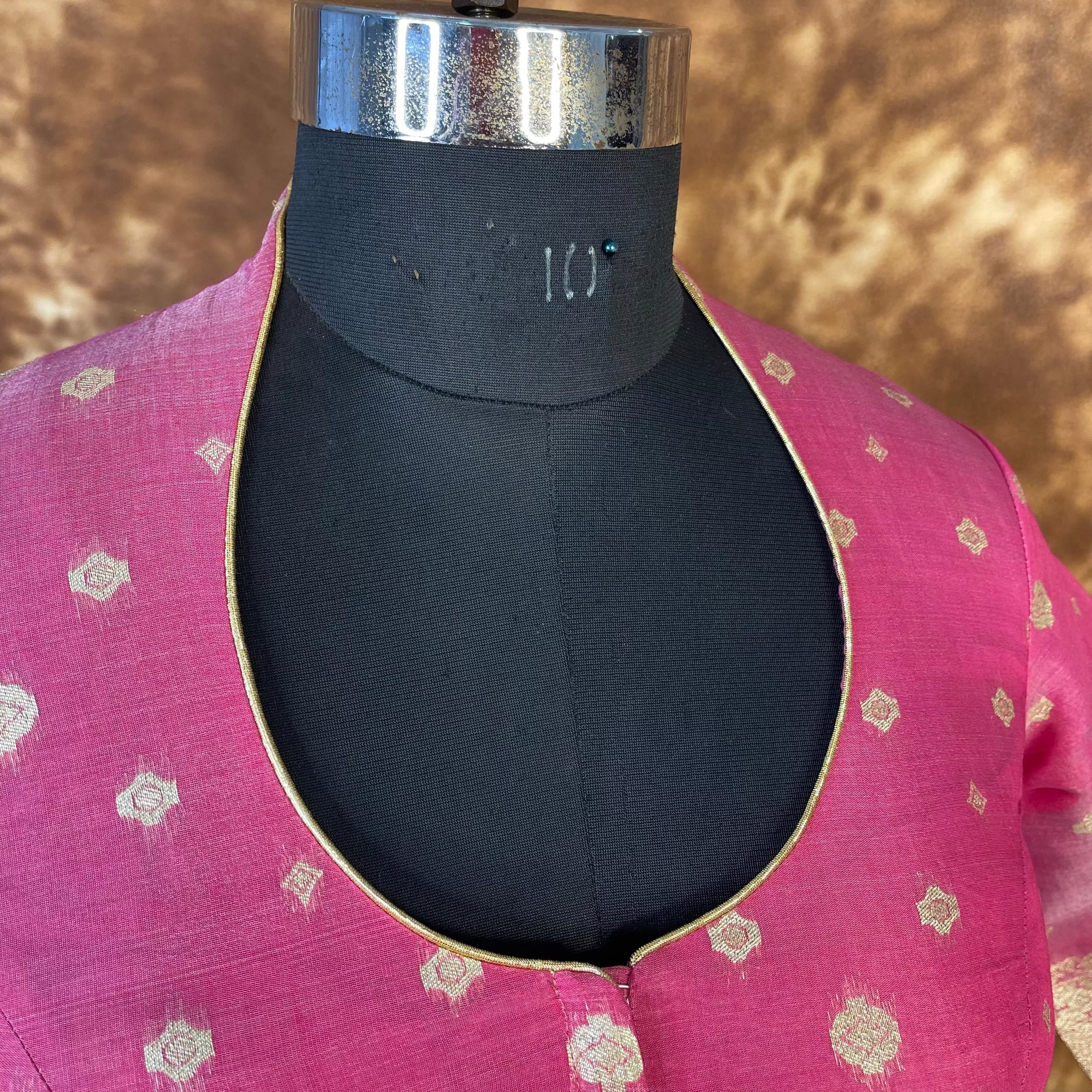 Mann Mohanaa Pink Coloured Chanderi Broket Ready to Wear Blouse - kapda Tailor