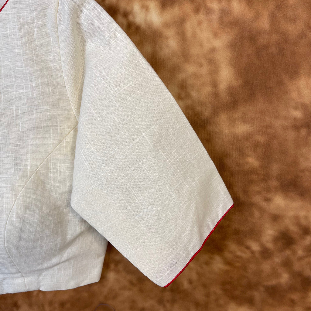 Butterfly Nector Off White Coloured Slub Cotton Ready to Wear Blouse - kapda Tailor