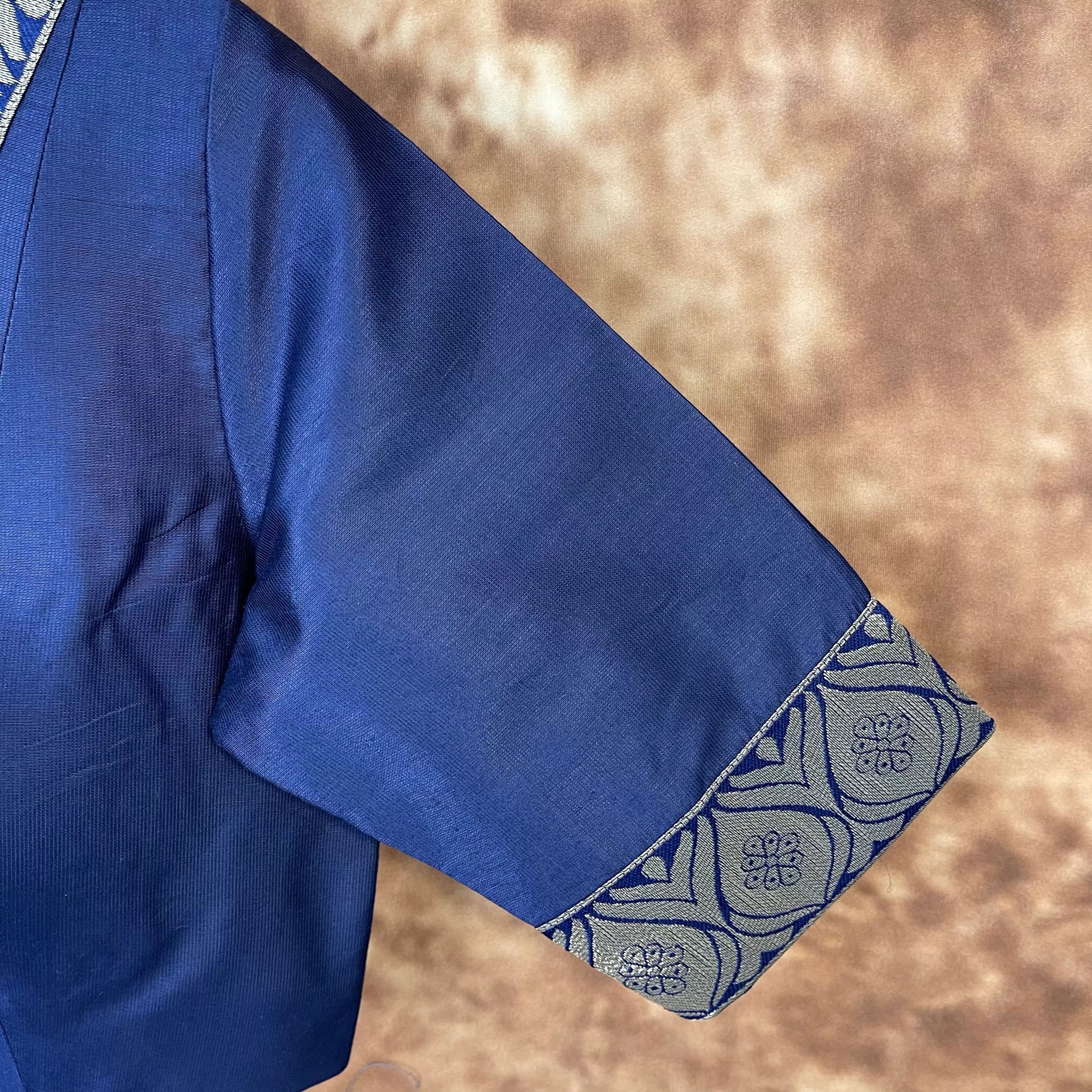 Deep Dive Lush Blue Coloured Silk / Broket Ready to Wear Blouse - kapda Tailor